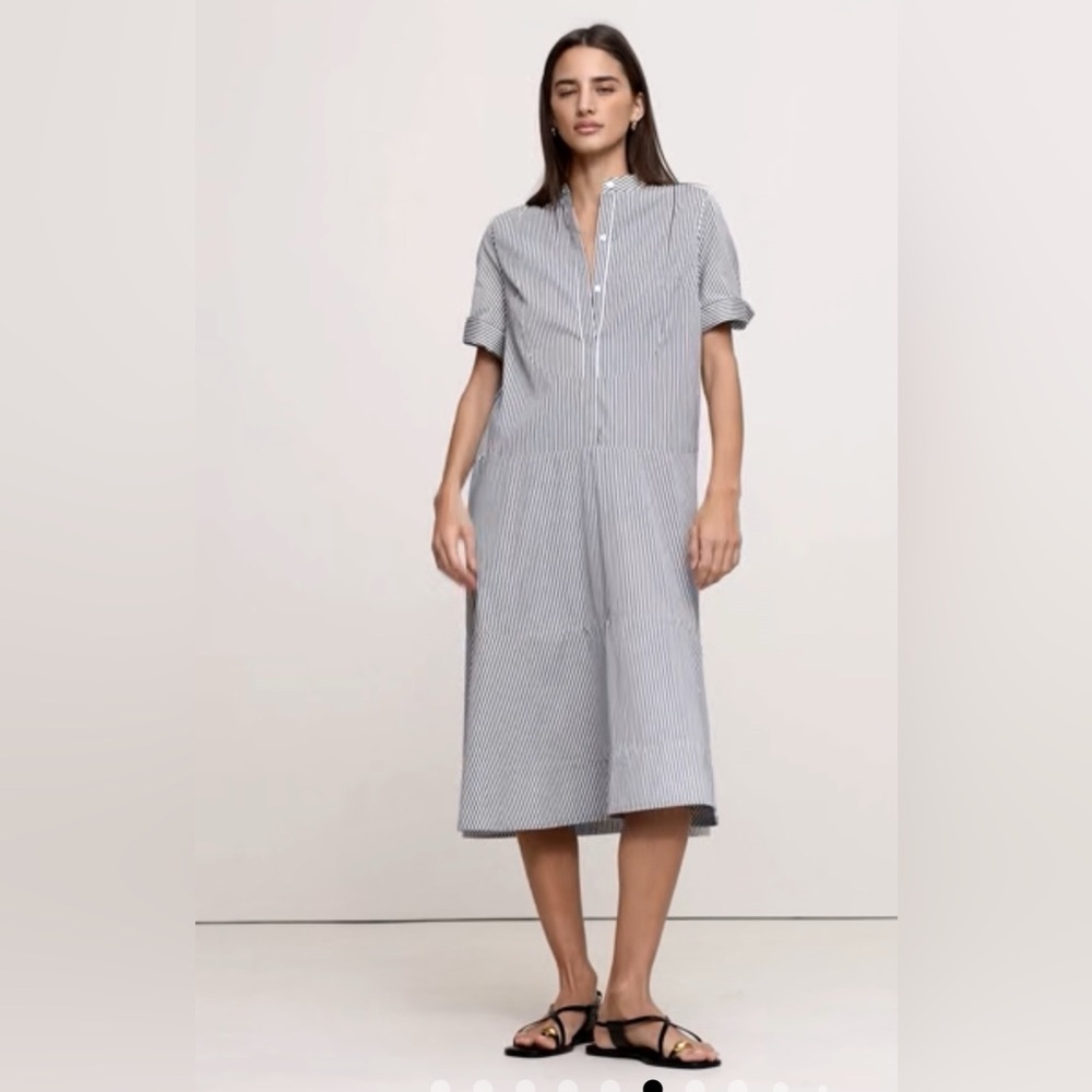 NWT banana republic XL poplin tuxedo front midi dress rtv$150